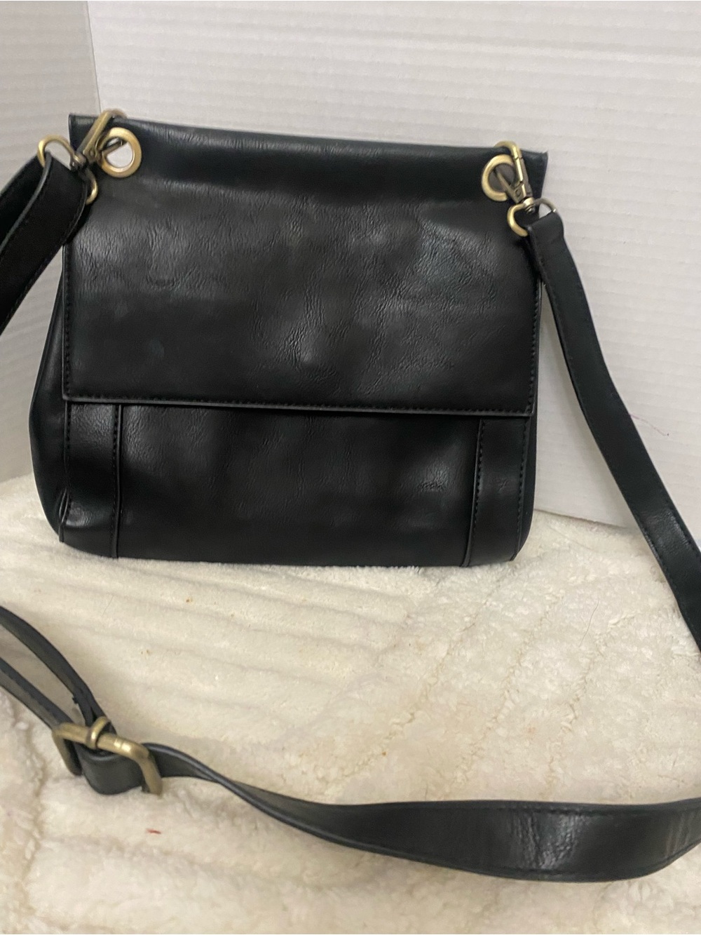 Joy Susan Black Crossbody Bag with Gold-Tone Hardware